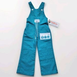NWT VTG HealthTex Cotton Overalls Size 4T Color Aqua and white